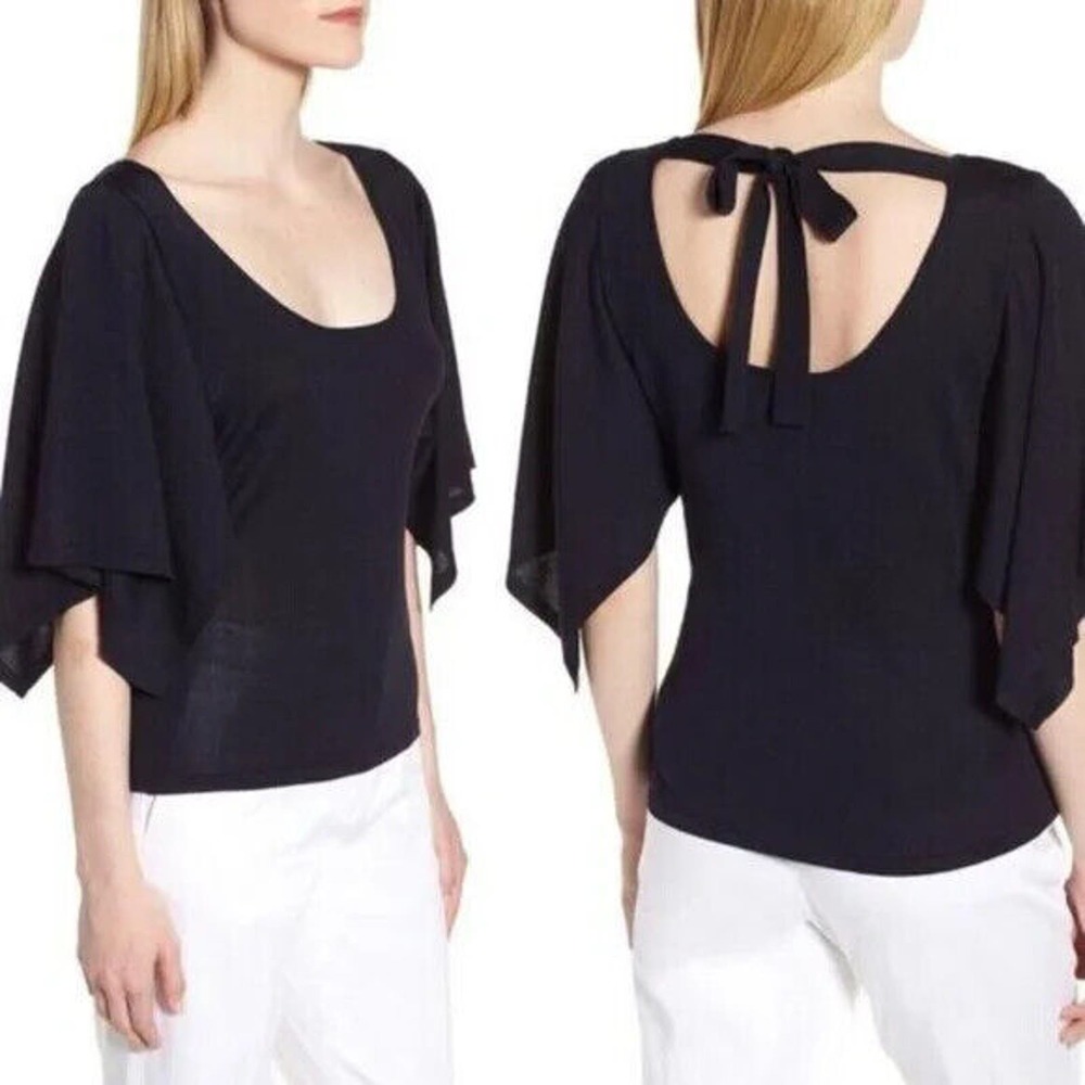 Lewit Open Tie Back Blue Sweater Top Size XS